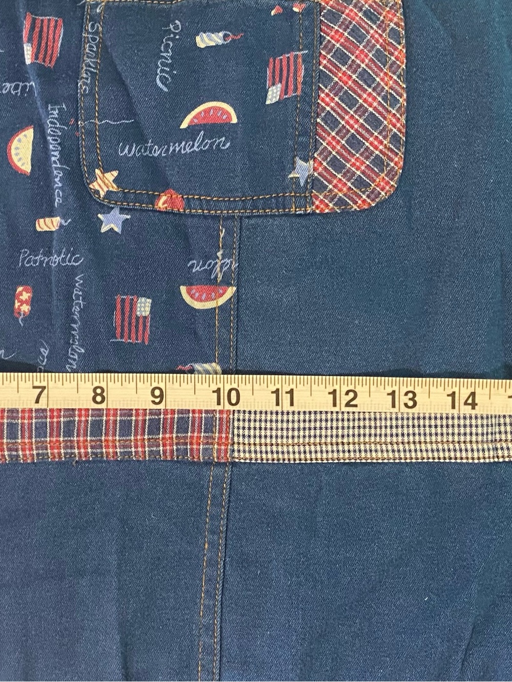 Koret Blue Denim Women's Overalls with Red & White Plaid Trim - Picture 14 of 16